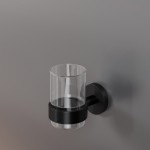 Стакан для зубных щеток ROUND, прозрачный, матовый черный, LUX-RND111-BM