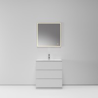 Тумба напольная с раковиной FEEL FREE LOFT, 80x45x86, керамическая раковина, белый матовый, ST-Y9L385-LACE085-WM
