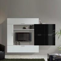 Комплект мебели для гостиной Stern, цвет черный - белый глянец, BSTE27201