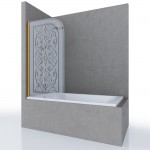 Шторка на ванну MIA, 80x140, левая, профиль золото, стекло с декором, ST-MIA08-L..