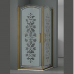 Душевое ограждение ELEGANZ, 100x100x207, профиль бронза, стекло с декором, LUX-E..