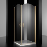 Душевое ограждение ELEGANZ, 100x100x207, профиль золото, стекло прозрачное, LUX-..