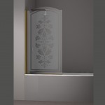Шторка на ванну JUWEL, 90x150, левая, профиль бронза, стекло с декором, LUX-JUWE..