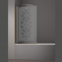 Шторка на ванну JUWEL, 90x150, левая, профиль бронза, стекло с декором, LUX-JUWE09-LD1BR