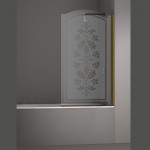 Шторка на ванну JUWEL, 90x150, правая, профиль бронза, стекло с декором, LUX-JUW..