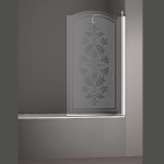 Шторка на ванну JUWEL, 90x150, правая, профиль хром, стекло с декором, LUX-JUWE0..