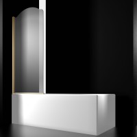 Шторка на ванну JUWEL, 80x150, левая, профиль золото, стекло с декором, LUX-JUWE08-LTRGL