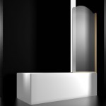 Шторка на ванну JUWEL, 90x150, правая, профиль золото, стекло прозрачное, LUX-JU..