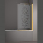Шторка на ванну JUWEL, 90x150, правая, профиль золото, стекло с декором, LUX-JUW..