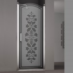Душевая дверь в нишу SCHICK, 80x207, правая, профиль хром, стекло с декором, LUX..