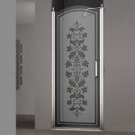 Душевая дверь в нишу SCHICK, 80x205, левая, профиль хром, стекло с декором, LUX-..