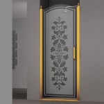 Душевая дверь в нишу SCHICK, 80x207, левая, профиль золото, стекло с декором, LU..