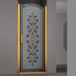 Душевая дверь в нишу SCHICK, 80x207, правая, профиль золото, стекло с декором, L..