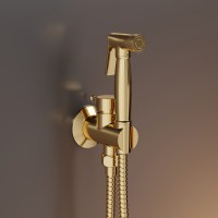 Гигиенический душ со смесителем STYLE, с шланговым подсоединением и держателем для душа, шланг 1,25 м, золото, LUX-STYLE-GL