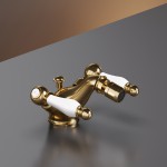 Смеситель для биде и рукомойников EMILIA, двухрычажный, золото, LUX-EMI-30055-GL..