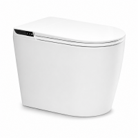 Унитаз напольный безободковый AURA 588x375x450мм, с сиденьем SMART, белый/хром, SW-AU89086-CR