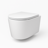 Унитаз FLOS подвесной безободковый 490x360x350 мм, с сиденьем с микролифтом, белый/хром, SW-FL55057-CR