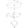 CRONO SYMMETRY CORE Встраиваемая ванна 1700х750х600 с овальной чашей, регулируемые ножки, белый матовый BT-CRNSYMCR-17075-NOF-WM