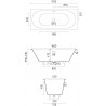 CRONO SYMMETRY EDGE Встраиваемая ванна 1700х750х600 с овальной чашей, регулируемые ножки, донный клапан "Up&Down" белый, сифон, интегрированный слив-перелив по центру, белый глянцевый BT-CRNSYMEG-17075-OF-WG