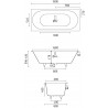 CRONO SYMMETRY EDGE Встраиваемая ванна 1800х800х600 с овальной чашей, регулируемые ножки, белый глянцевый BT-CRNSYMEG-18080-NOF-WG