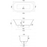 DROP SYMMETRY EDGE Встраиваемая ванна 1700х750х600 с прямоугольной чашей, регулируемые ножки, донный клапан "Up&Down" белый, сифон, интегрированный слив-перелив по центру, белый глянцевый BT-DRPSYMEG-17075-OF-WG