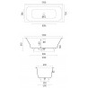 DROP SYMMETRY EDGE Встраиваемая ванна 1700х750х600 с прямоугольной чашей, регулируемые ножки, донный клапан "Up&Down" белый, сифон, интегрированный слив-перелив по центру, белый матовый BT-DRPSYMEG-17075-OF-WM
