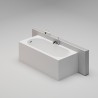 CUBE EDGE Пристенная ванна 170x75 с овальной чашей, интегрированный слив-перелив слева, белый матовый BT-CUBEG-17075-OF-WM