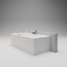 CUBE EDGE Пристенная ванна 180x80 с овальной чашей, интегрированный слив-перелив слева, белый матовый BT-CUBEG-18080-OF-WM