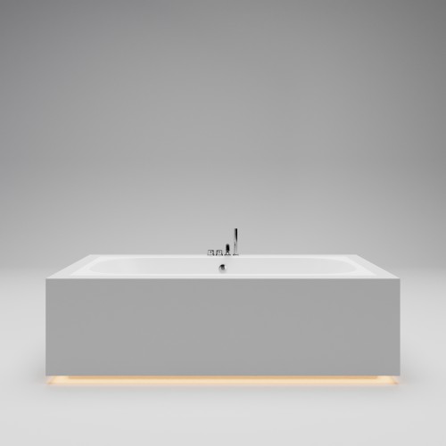 CRONO SYMMETRY EDGE Встраиваемая ванна 1800х800х600 с овальной чашей, регулируемые ножки, белый матовый BT-CRNSYMEG-18080-NOF-WM