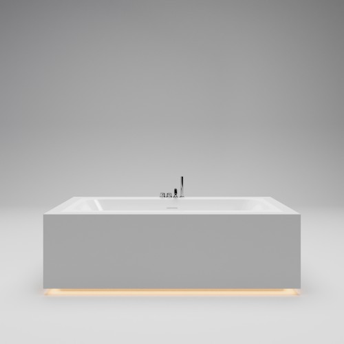 DROP SYMMETRY EDGE Встраиваемая ванна 1700х750х600 с прямоугольной чашей, регулируемые ножки, донный клапан "Up&Down" белый, сифон, интегрированный слив-перелив по центру, белый глянцевый BT-DRPSYMEG-17075-OF-WG