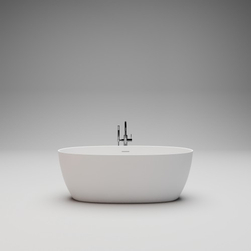 PEAR CORE Отдельностоящая ванна 1600х700х575, донный клапан "Up&Down" белый, сифон, интегрированный слив-перелив, белый матовый BT-PERCR-16070-OF-WM